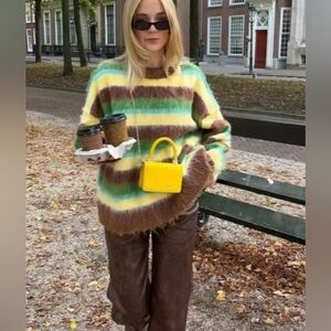 Retail $85 NWT Striped Fuzzy Viral Sweater